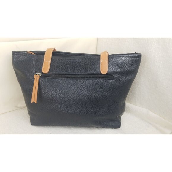 Carryland Black Beige Women’s Tote Satchel Handbag Shoulder Bag Purse multi pckt - Picture 2 of 11